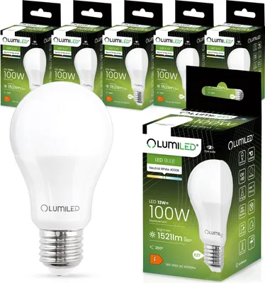 Produktbild von LUMILED A60 E27 LED Lampe 13W ersetzt 100W 1521 lm Leuchtmittel 4000K Neutralweiß Birnen Lampen 260° Glühbirne 6er-Pack