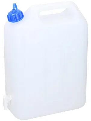 Produktbild von 10-Liter-Wasserkanister mit Auslaufhahn, praktisch für Camping und Reisen.