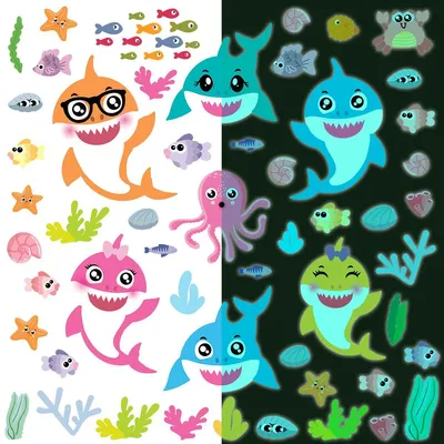 Produktbild von Leuchtsticker – Meerestiere – Fluoreszierender Wand-/Deckensticker für Kinder – 160 x 120 cm