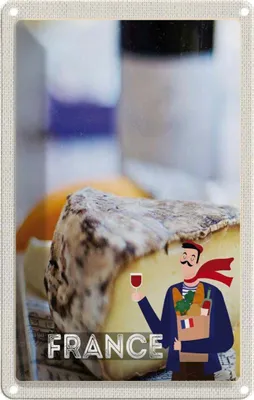 Produktbild von vianmo Blechschild 30x20 cm Frankreich Käse Emmentaler Produktion Abenteuer Reisen Urlaub