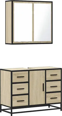 Image de vidaXL Ensemble de meubles de salle de bain 2 pièces en bois composite chêne Sonoma