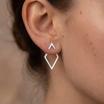 Produktbild von Lundholm Elvine Statement Ohrringe Damen Silberfarben – Geometrisches Design – Premium Edelstahl – Hypoallergen Wasserfest