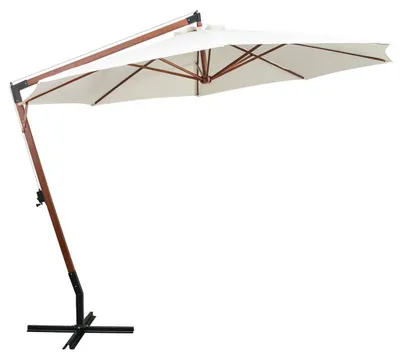 Image de vidaXL Parapluie 350 cm Mât en bois blanc