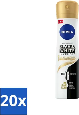 Produktbild von NIVEA Deodorant Spray Black & White Seidig Glatt 150 ml - Vorteilspack - 20 Stücke