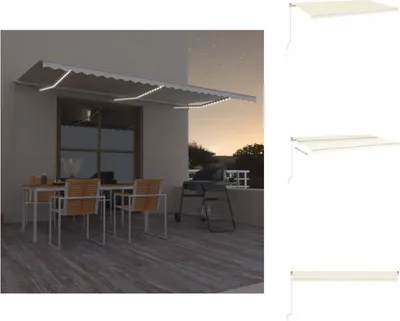 Produktbild von vidaXL Markise Manuell Einziehbar mit LED 600x350 cm Creme -  Markisen