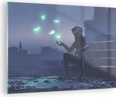 Produktbild von Bilder auf glas - Fantasie Kreatur - 70x50cm - Glasbilder - Wandbilder - Kunstdruck - zum Aufhängen bereit - Wanddekoration aus Glas - Glas Bilder - Wandbild auf Glas - Einteilig - GAA70x50-4092