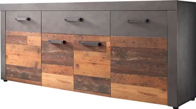 Image de trendteam Salle de séjour Sideboard Indy Graphite Gris Matera-Old Wood NB/Old Wood NB 178 x 76 x 40 cm