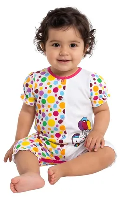 Produktbild von Baby Strampler – Ganzkörper mit Ballmotiv – Weiß – Größe 86 (12–18 Monate) – 100% Baumwolle – Bequem und stylisch