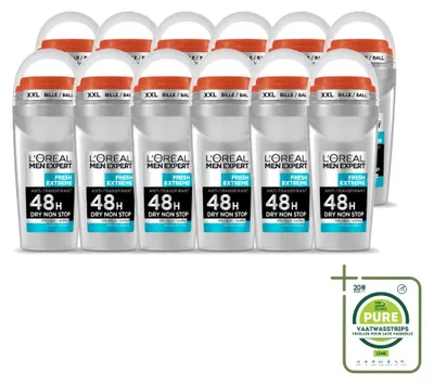 Image de 12 x Déodorant bille L'Oréal Paris Men Expert Fresh Extreme - 50 ml - Lot de 12 pièces