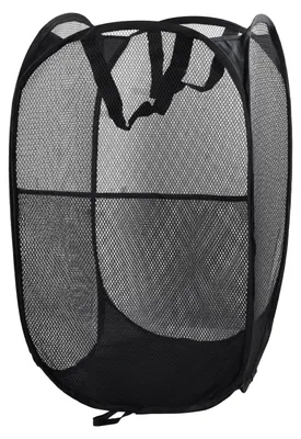 Wasmand 70 L, faltbar, mit Seitentasche, Nylon/Edelstahl, Schwarz