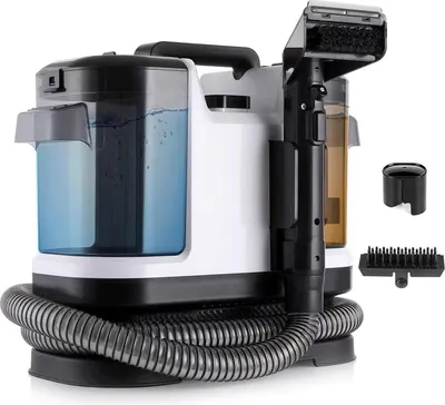 Obrázek produktu pro Čistič koberců a čalounění o výkonu 500 W – praktický vysavač na skvrny – sací výkon 12 kPa – vysavač na mokré i suché vysávání – dvojitá nádrž 1,8 l – kabel 5 m – černá/bílá