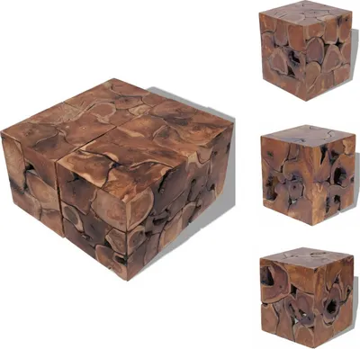 Image de vidaXL Tabouret/Table basse en teck massif - Chaises pliantes & tabourets