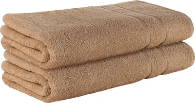 Produktbild von StickandShine 2er SET Premium Frottee Saunatuch 80x200 cm in hellbraun in 500g/m² aus 100% Baumwolle