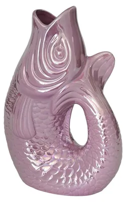 Produktbild von Gift Company Vase Monsieur Carafon L, Dekovase in Fisch-Form, Steingut, Rainbow Violett, 31cm, 1087405091