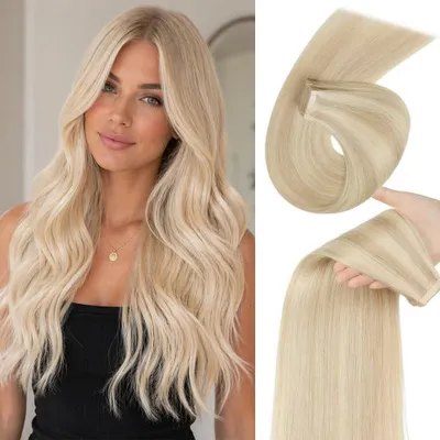 Produktbild von Haarverlängerungen mit Klebestreifen, 20 Stück, 50 cm, 50 g, hellblond