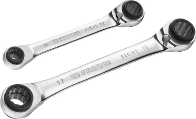 Immagine prodotto di Set di chiavi a cricchetto, 2 pezzi, FACOM 64C.J2PB, 8-19 mm, argento