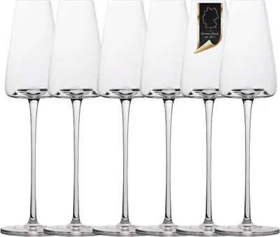 Produktbild von Intirilife 6x Champagner Glas mit modernen Design - 220 ml Füllmenge - Sekt Prosecco Glas Spülmaschinenfest Kristallglas stoßfest