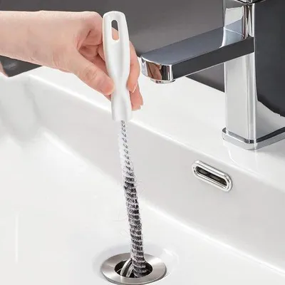 Produktbild von Leitungsbürste - Dusenbürste für Bad für Haar- und Schmutzentfernung aus Abflüssen und Abflusssteinen - Rohrreinigungsbürste für Abwasserrohre und Abflussleitungen.