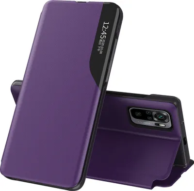 Produktbild von LaimTop Hülle für Redmi Note 10, Smart View Fenster Flip Stand Cover Kunstleder Schutzhülle für Xiaomi Redmi Note 10 / Note 10S Lila