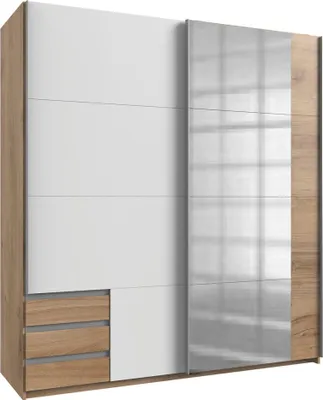 Produktbild von Schwebetürenschrank Emden Kleiderschrank 180x64x198cm plankeneiche weiß 2-türig (18803)