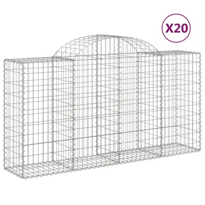 Produktbild von Gabionen mit Hochbogen 20 Stk 200x50x100/120cm Verzinktes Eisen