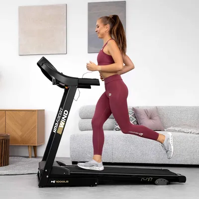 Produktbild von Hop-Sport Laufband HS-1000LB Grau, Laufband klappbar & elektrisch für Zuhause - bis 14 km/h, mit 12 Programmen, 2PS Motor und Bluetooth, bis zu 150 kg