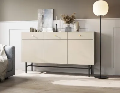 Produktbild von 4ALLHOME Kommode Vio ZL2 155 cm, Kommode mit Schubladen, 3 Türen, Sideboard, Schrank, Bestellschrank, Cashmere