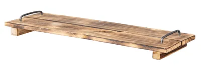 Produktbild von Tablett Holz L60cm Naturbraun Geflammt Serviertablett Deko Küchen Tablett Vintage Landhausstil Griffe Küchendeko Dekoration