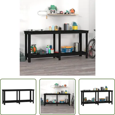 Immagine prodotto di The Living Store Banco da lavoro nero 180x50x80 cm in legno di pino massiccio