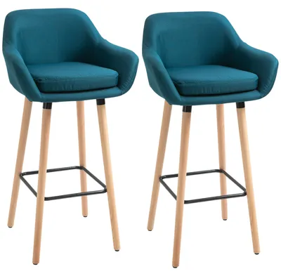 Image de Tabouret de bar - Tabouret bar - Tabourets de bar - Chaise de cuisine - Ensemble de 2 tabourets de bar - Design scandinave - Pieds en bois