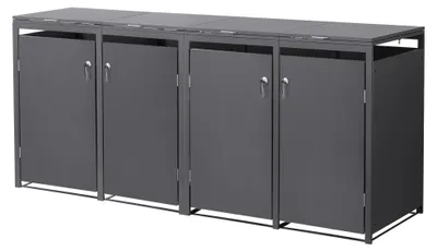 Produktbild von ML-Design Mülltonnenbox 4er für 4 Tonnen, 240L, 264x80x120 cm, Anthrazit, Stahl, wetterfest/abschließbar