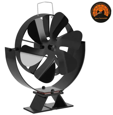 Produktbild von Vigevee Kaminofen Ventilator 6 Flügel mit verstellbarem Neigungswinkel, Aluminium, Schwarz