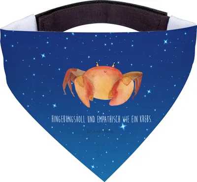 Produktbild von Mr. & Mrs. Panda Halstuch Sternzeichen Krebs - Sternenhimmel Blau - Geschenk, Geburtstag Juli, Meerestier, Hundehalstuch, Hund, Krebse, Krabbe, Tuch, Für Hunde, Meer