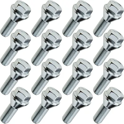 Immagine prodotto di 16x bullone ruota testa piatta, M12x1,25, lunghezza filettatura: 24 mm, collare conico, SW17