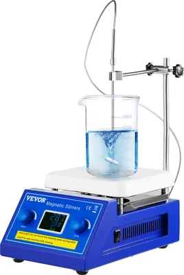 Immagine prodotto di VEVOR Piastra riscaldante Agitatore magnetico 500W Agitatore da laboratorio 5L Piastra riscaldante magnetica regolabile a 2000 giri/minuto Agitatore riscaldante Supporto incluso agitatore magnetico Termostato LED  Ideale per studi di laboratorio di ricerca