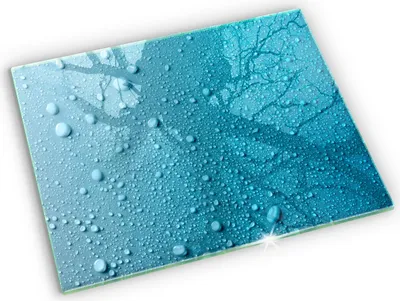 Produktbild von Glasplatte für Grabkerzen Gummifüße Glas Motiv - 52x40 cm - Wassertropfen