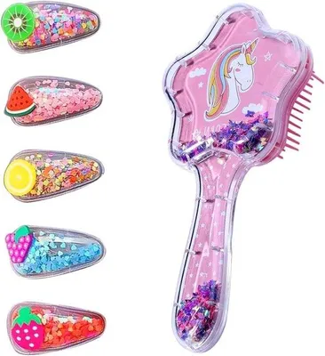 Produktbild von Haarkamm mit 5 Haarspangen rosa für Friseur
