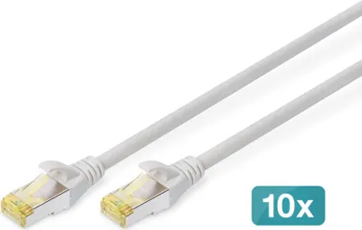 Produktbild von DIGITUS CAT 6A S/FTP Patchkabel, 10 Stück, 2m, grau