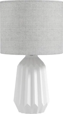 Produktbild von Fortuna Lai Tischlampe, Tischleuchte, Nachttischlampe mit Leinenschirm, Wippschalter, Schreibtischlampe, 22 x 22 x 39 cm, Weiß