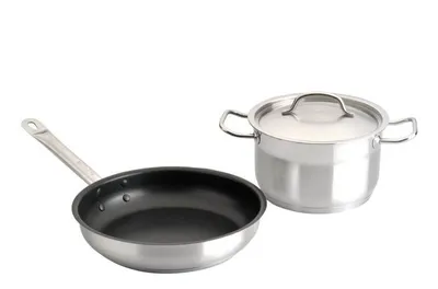 Produktbild von BergHOFF 3-teiliges Kochgeschirr-Set aus Edelstahl für Induktion, 20/26 cm