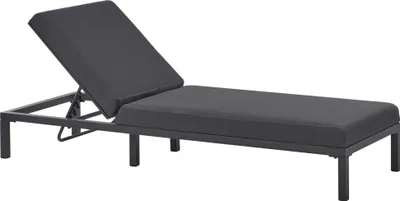 Produktbild von BELIANI Gartenliege Schwarz Aluminium mit Bespannung Graphitgrau Stoff Verstellbares Kopfteil Modern Outdoor Garten Terrasse Balkon Außenbereich