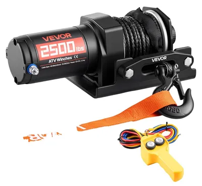 Productafbeelding van VEVOR Elektrische Lier, 1134 kg, 12V DC motorlier met 4,8 mm x 12 m synthetisch touw en bedrade afstandsbediening, IP55, aluminium behuizing, elektrische lier voor het slepen van quads, zwart