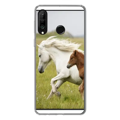 Produktbild von MuchoWow® Handyhülle Schutzhülle Hülle für Huawei P30 Lite Pferde - Tiere - Gras Silikon Softcase Handy Hülle - Handyhülle