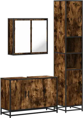 Image de vidaXL Ensemble de meubles de salle de bain 3 pièces chêne fumé bois composite