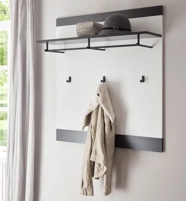 Produktbild von Garderobe SHELTON-61 in Pinie weiß Nb. mit anthrazit, B/H/T: ca. 92/100/26 cm