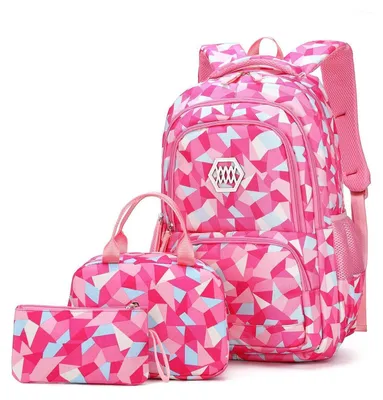 Immagine prodotto di Set di zaini da scuola, 3 pezzi, per ragazzi e ragazze, rosa, impermeabile, capacità 35 litri