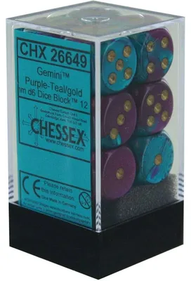 Produktbild von Chessex Gemini W6x12 Purple Teal/Gold