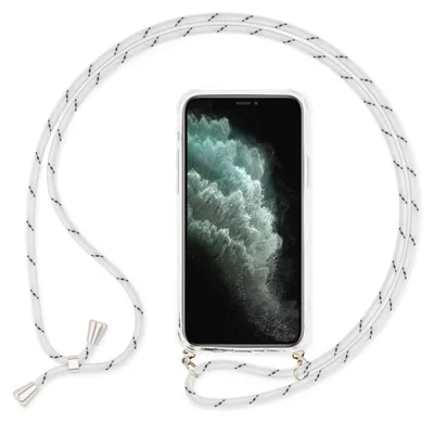 Produktbild von NALIA Handy Hülle mit Kette für iPhone 11 Pro, Necklace Case mit Umhänge-Band Weiß