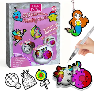 Productafbeelding van 3D-kunstset, 15 aqua-puffs, dierenspeelgoed voor kinderen, doe-het-zelf kleuren & opblazen, reizen, kerst, stiekdoeken, surprise