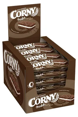 Image de Barres de céréales Corny Le Grand Lait Dark et White 40g, paquet de 24